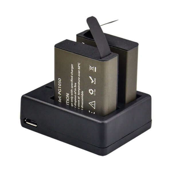 شارژر باتری دوربین ورزشی کد H9R به همراه 2 عدد باتری